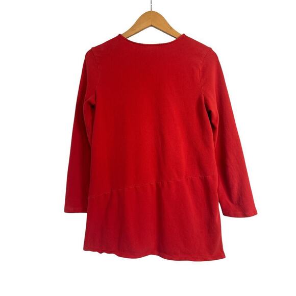 J. Jill Women's Side-Slit Soft Touch Brushed Cotton Seamed Tunic Top Size M Red - Picture 6 of 8